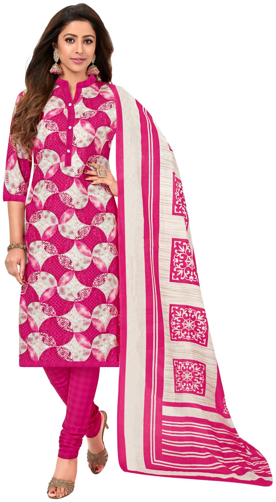 

Rajnandini Pink Unstitched Kurta with bottom dupatta With dupatta Dress Material