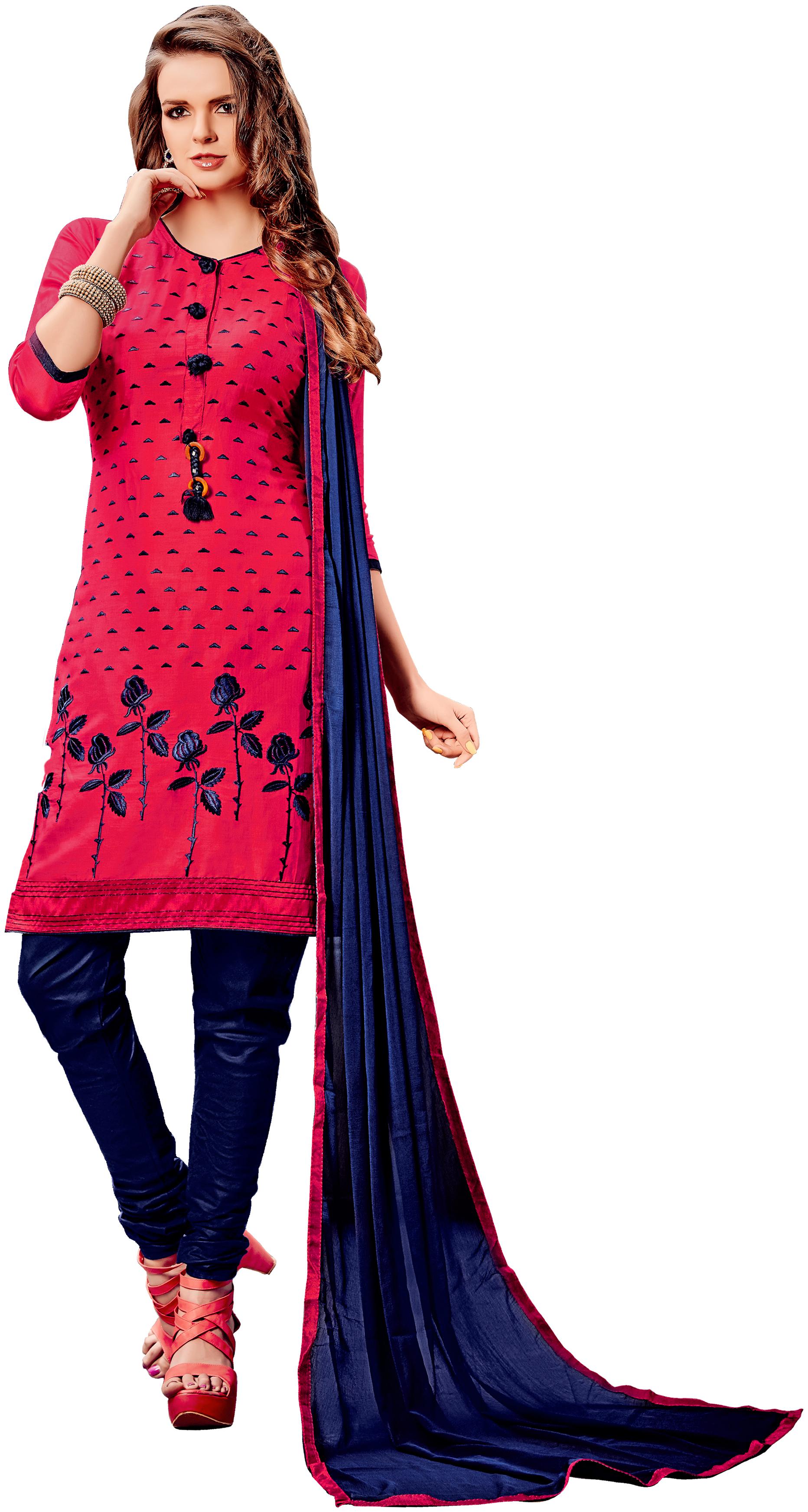 

Rajnandini Women Cotton Unstitched Dress Material Red color