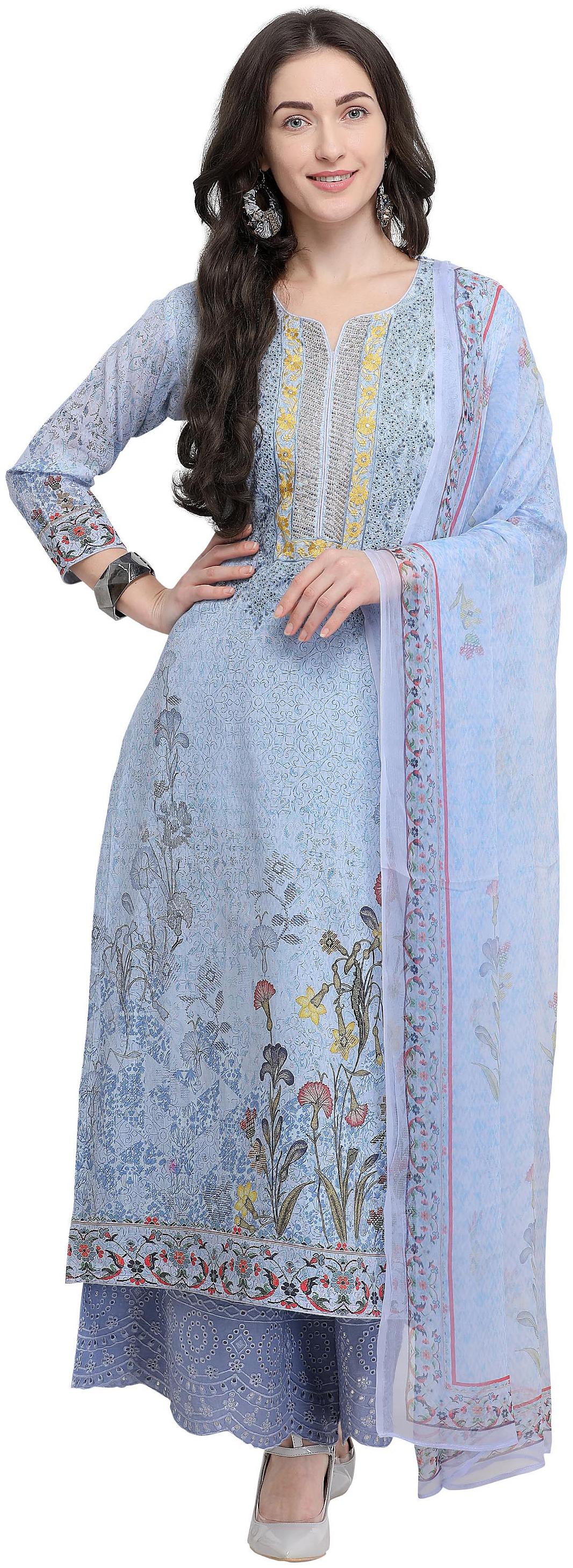 

Rajnandini Women Cotton Semistiched Dress Material Blue color