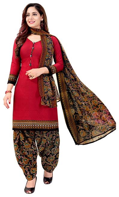 

Rajnandini Women Crepe Dress Material Red color