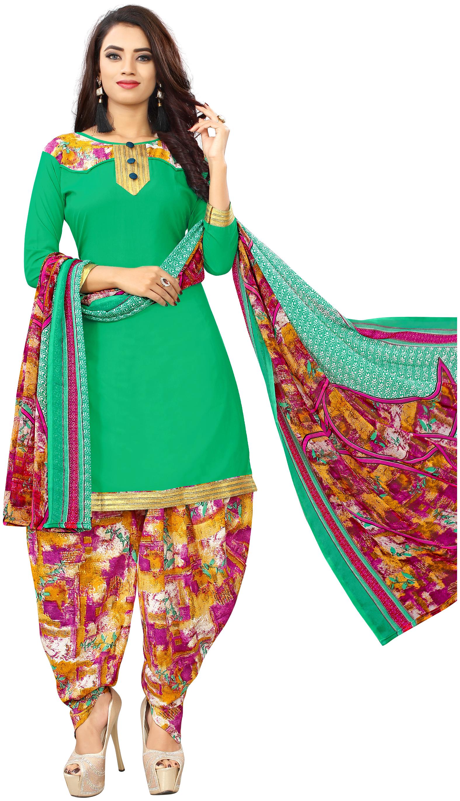 

Rajnandini Women Crepe Dress Material Green color
