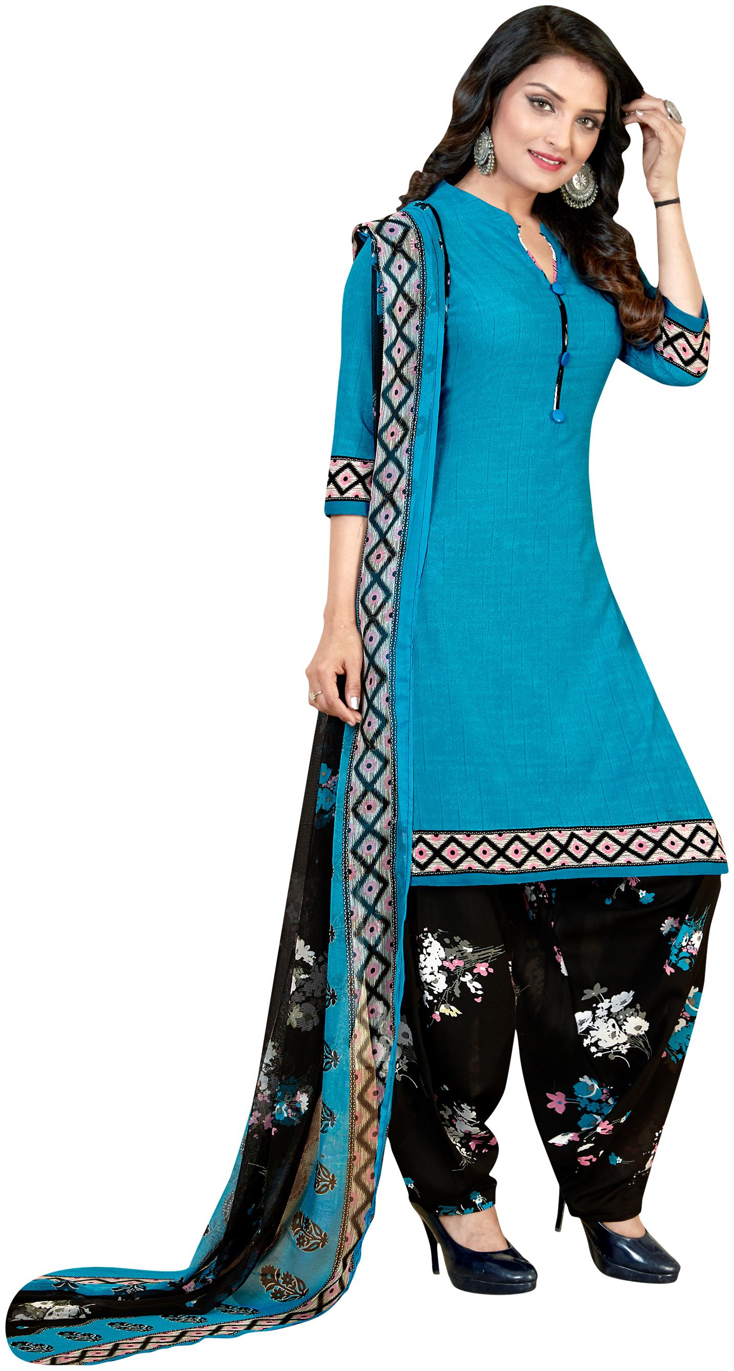 

Rajnandini Blue Unstitched Kurta with bottom dupatta With dupatta Dress Material