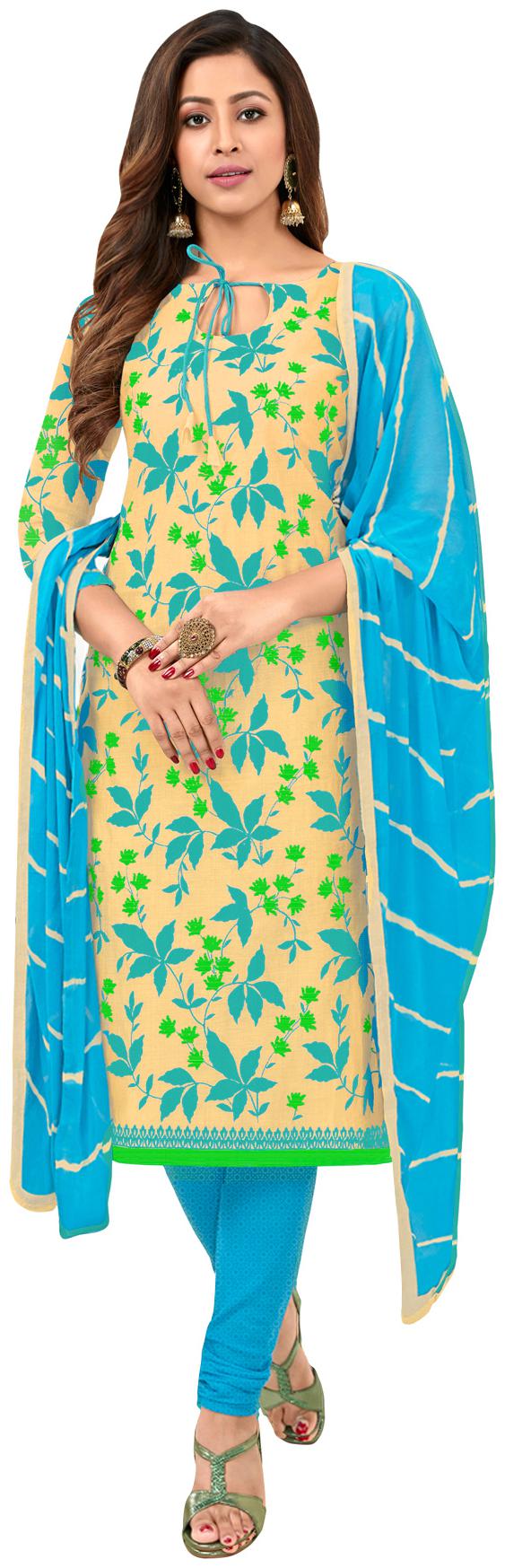 

Rajnandini Beige Unstitched Kurta with bottom dupatta With dupatta Dress Material