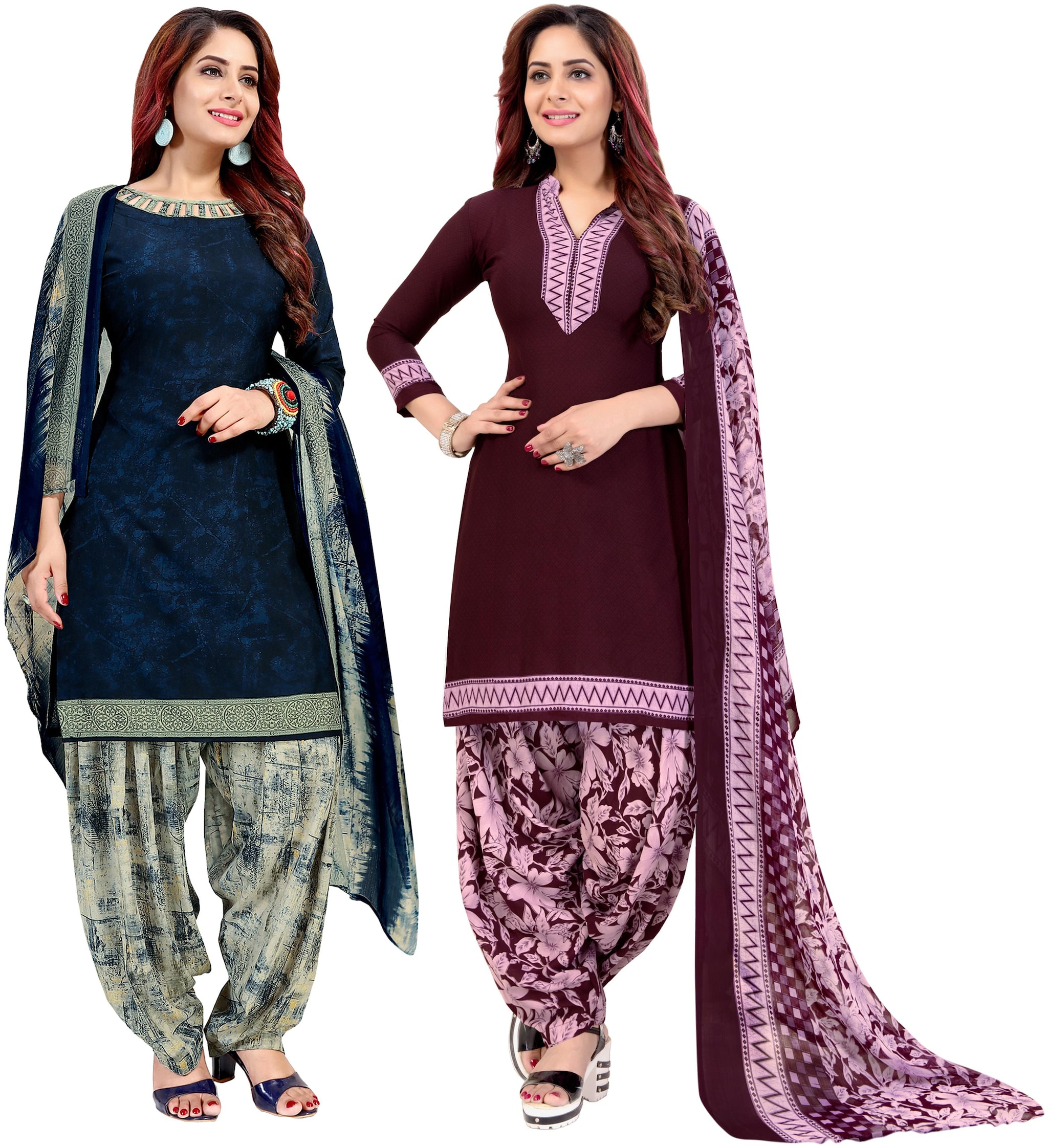 

Rajnandini Blue Purple Unstitched Kurta with bottom dupatta With dupatta Dress Material