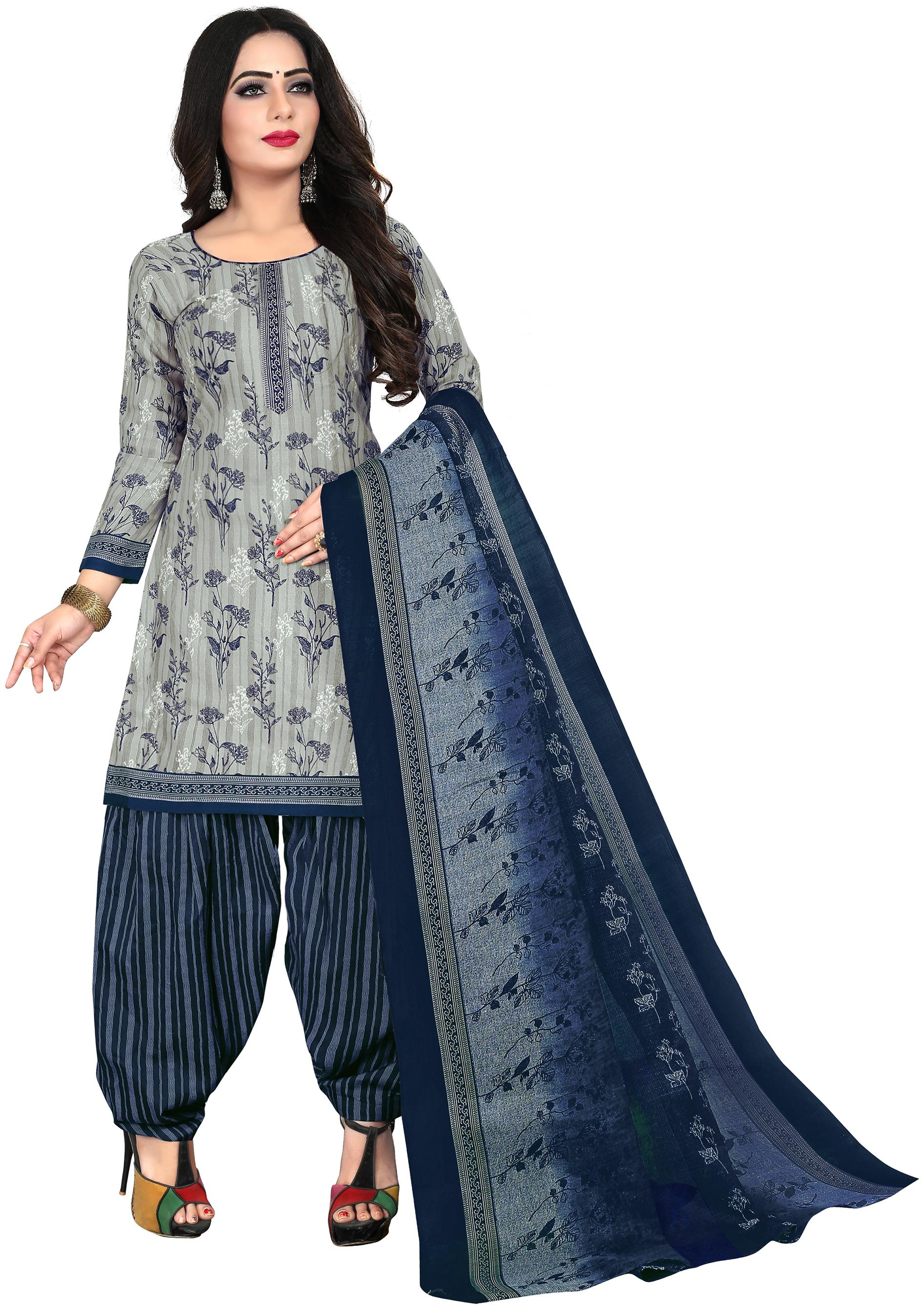 

Rajnandini Grey Unstitched Kurta with bottom dupatta With dupatta Dress Material