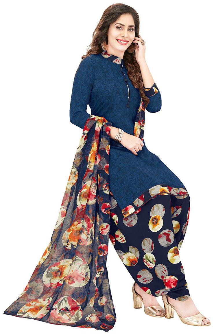 

Rajnandini Blue Unstitched Kurta with bottom dupatta With dupatta Dress Material