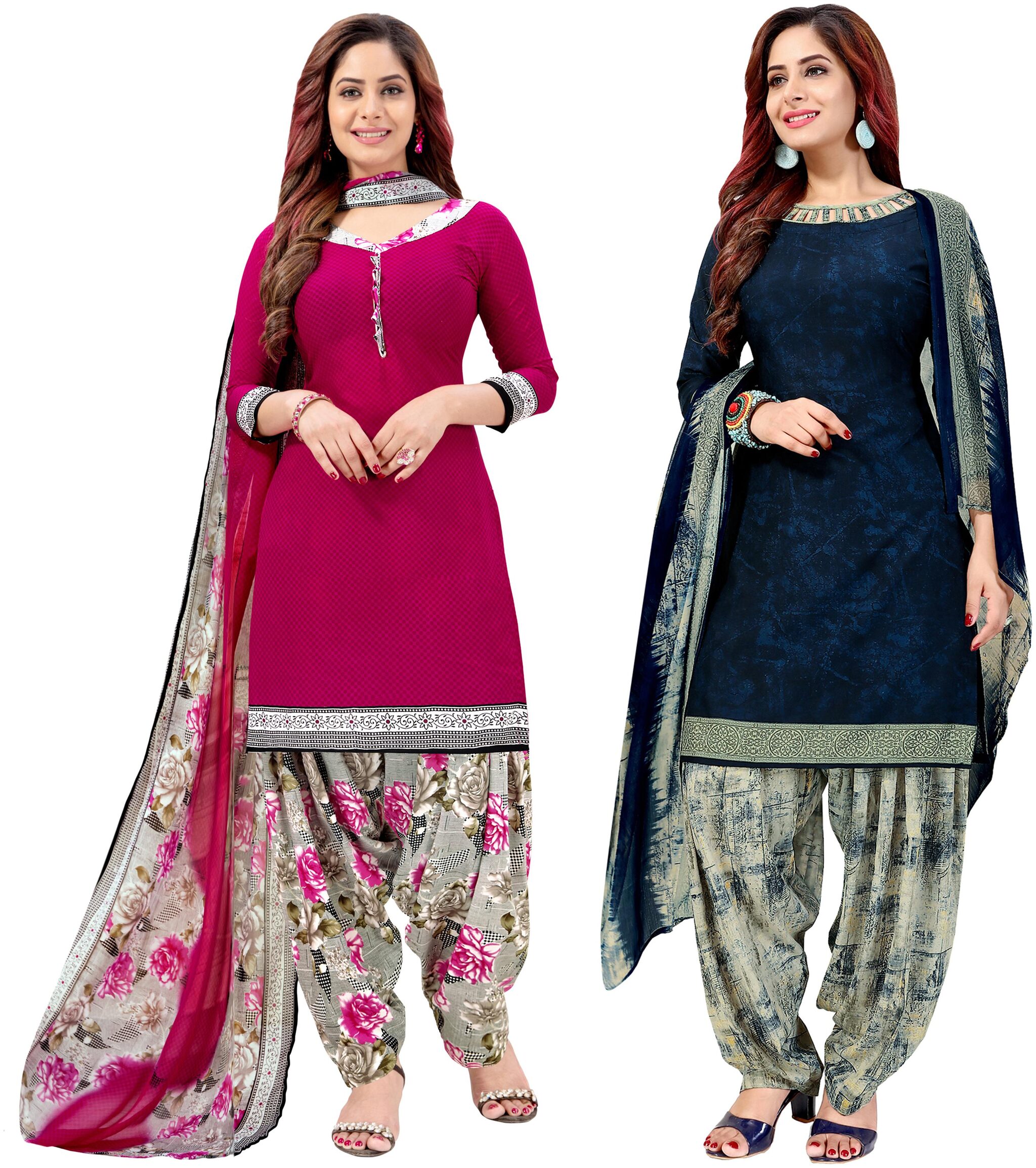 

Rajnandini Pink Blue Unstitched Kurta with bottom dupatta With dupatta Dress Material