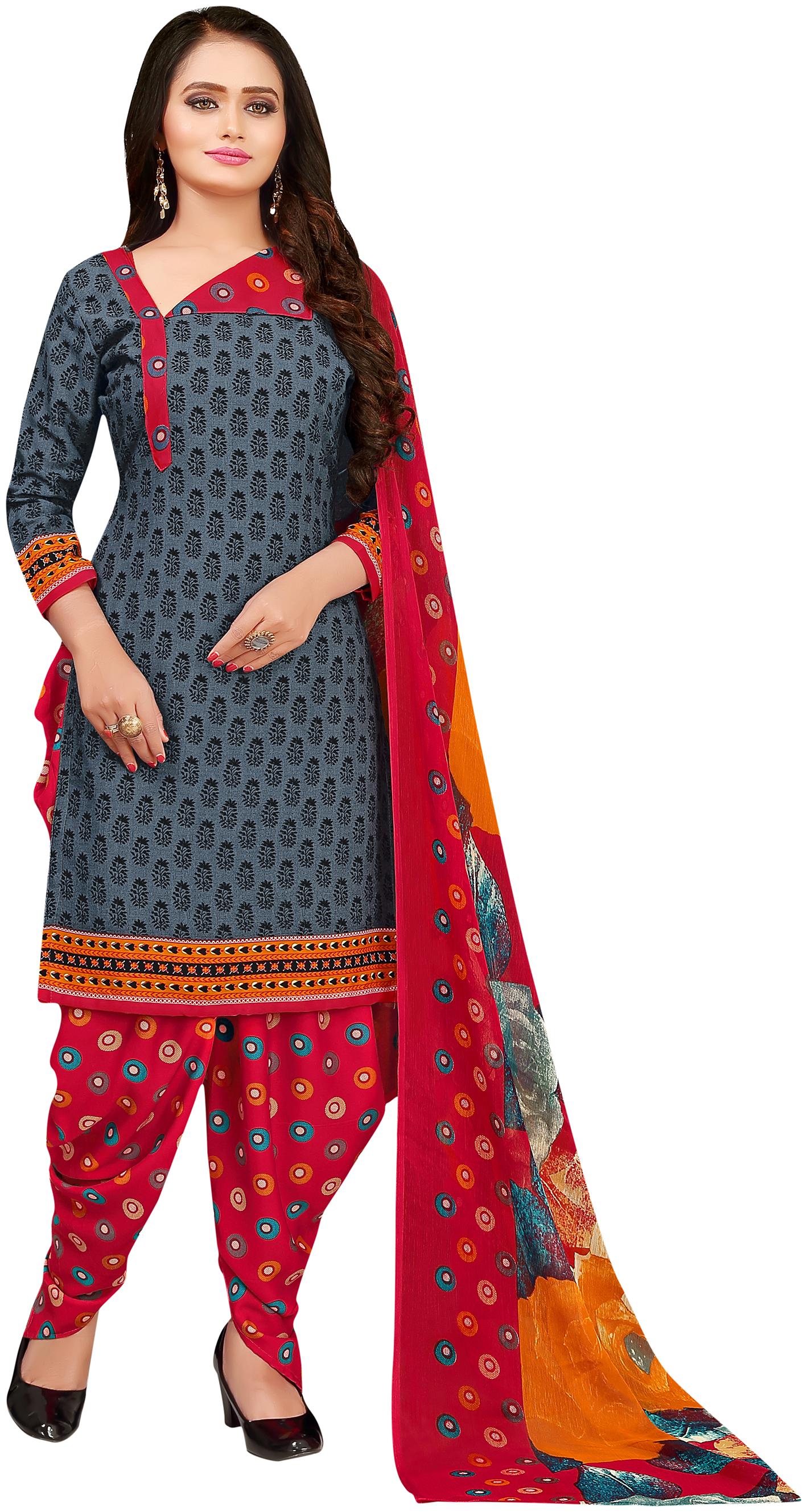 

Rajnandini Grey Unstitched Kurta with bottom dupatta With dupatta Dress Material