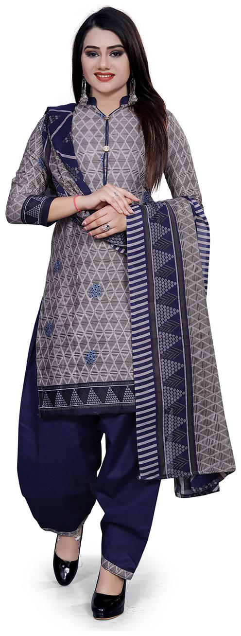 

Rajnandini Women Cotton Unstitched Dress Material Grey color