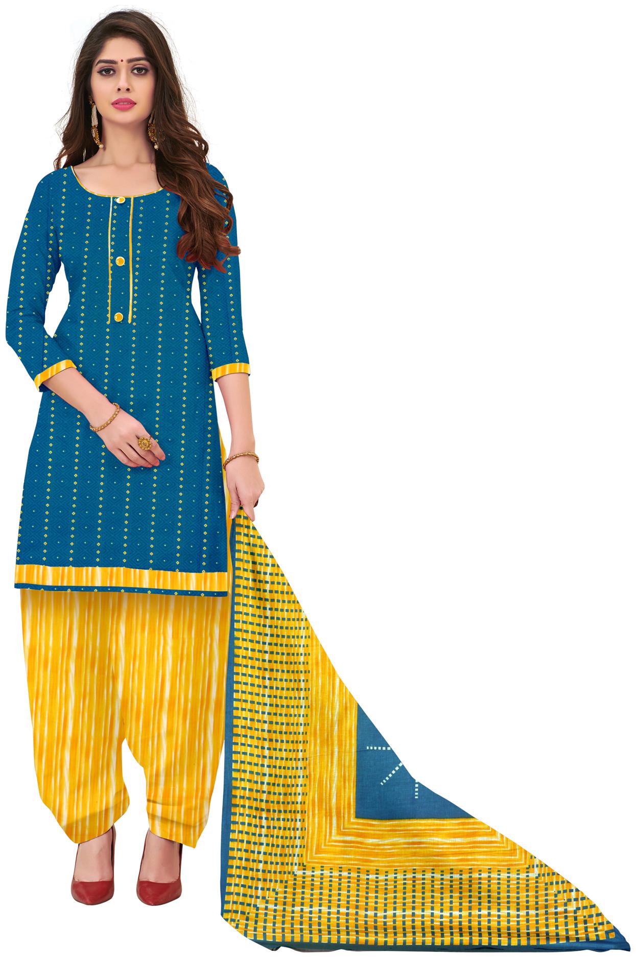 

Rajnandini Blue Unstitched Kurta with bottom dupatta With dupatta Dress Material