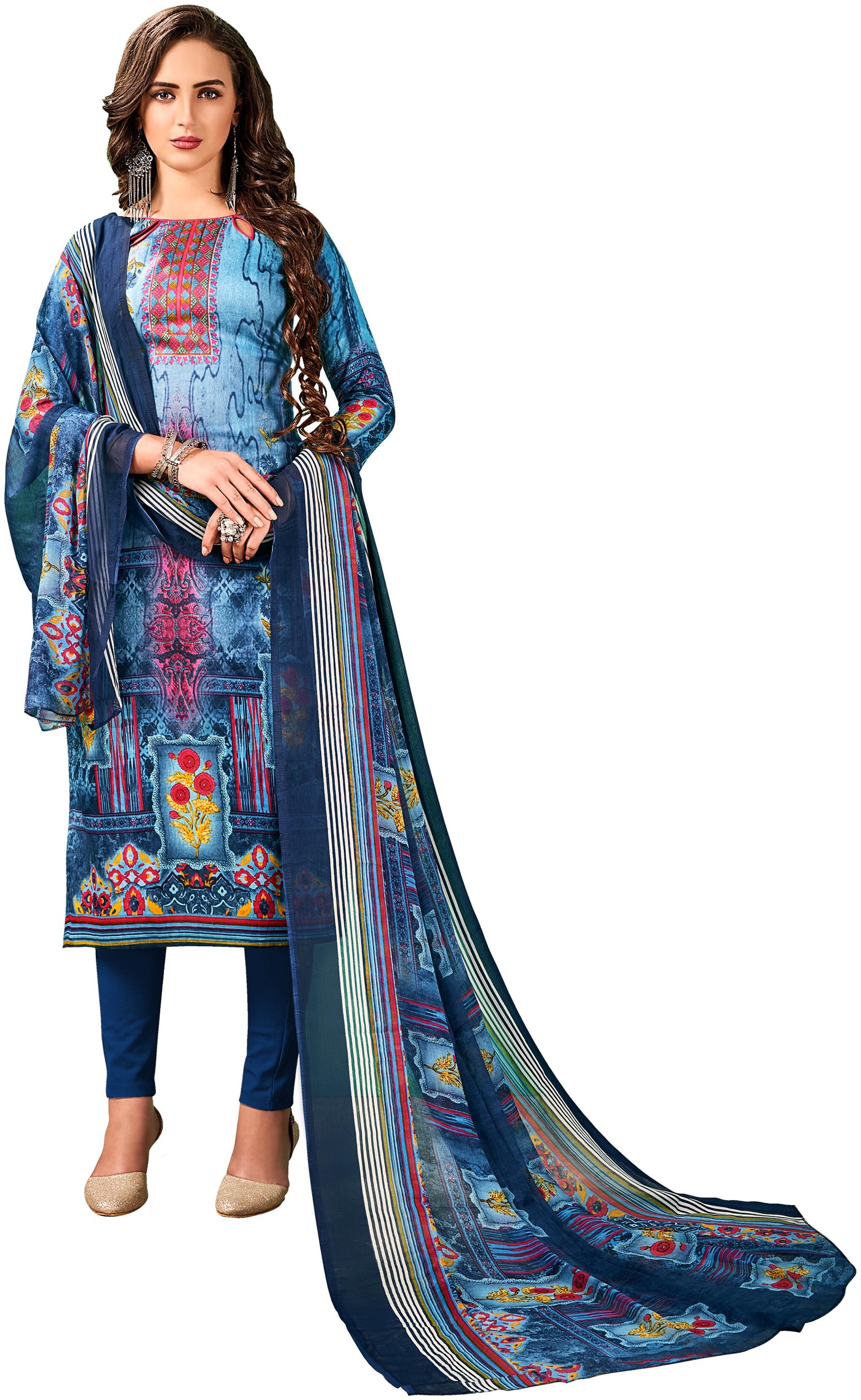 

Rajnandini Women Cotton Dress Material Blue color