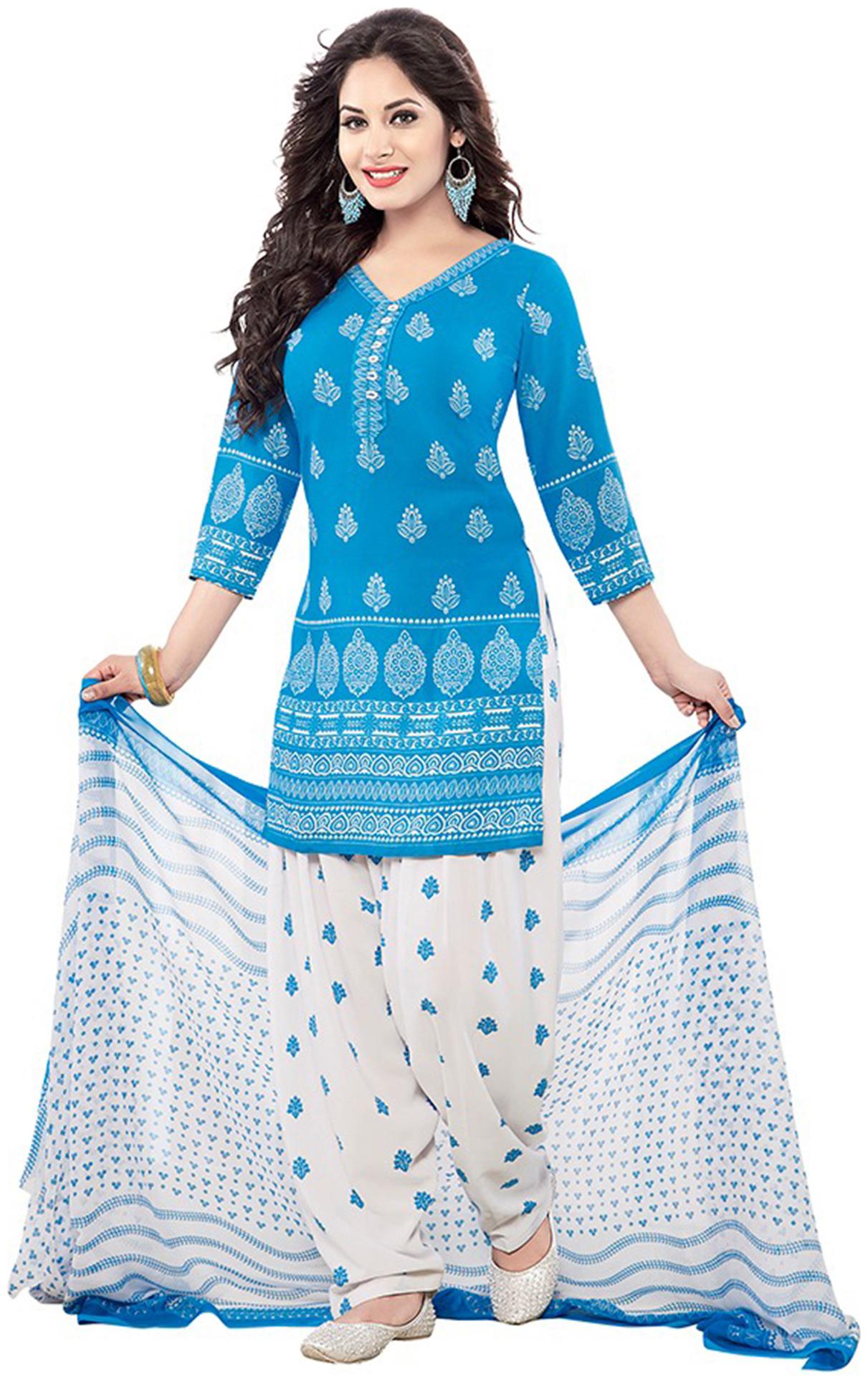 

Rajnandini Blue Unstitched Kurta with bottom dupatta With dupatta Dress Material