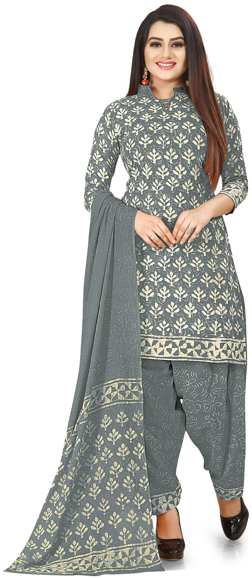 

Rajnandini Grey Unstitched Kurta with bottom dupatta With dupatta Dress Material