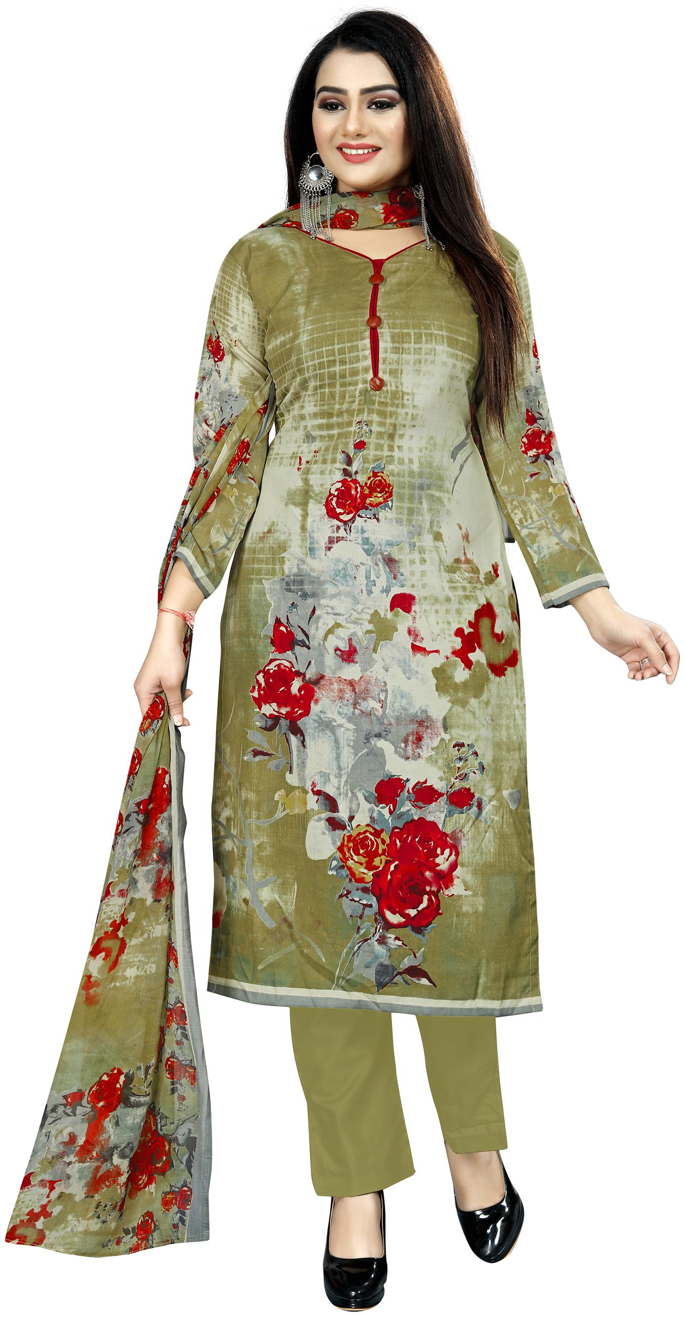 

Rajnandini Green Unstitched Kurta with bottom dupatta With dupatta Dress Material