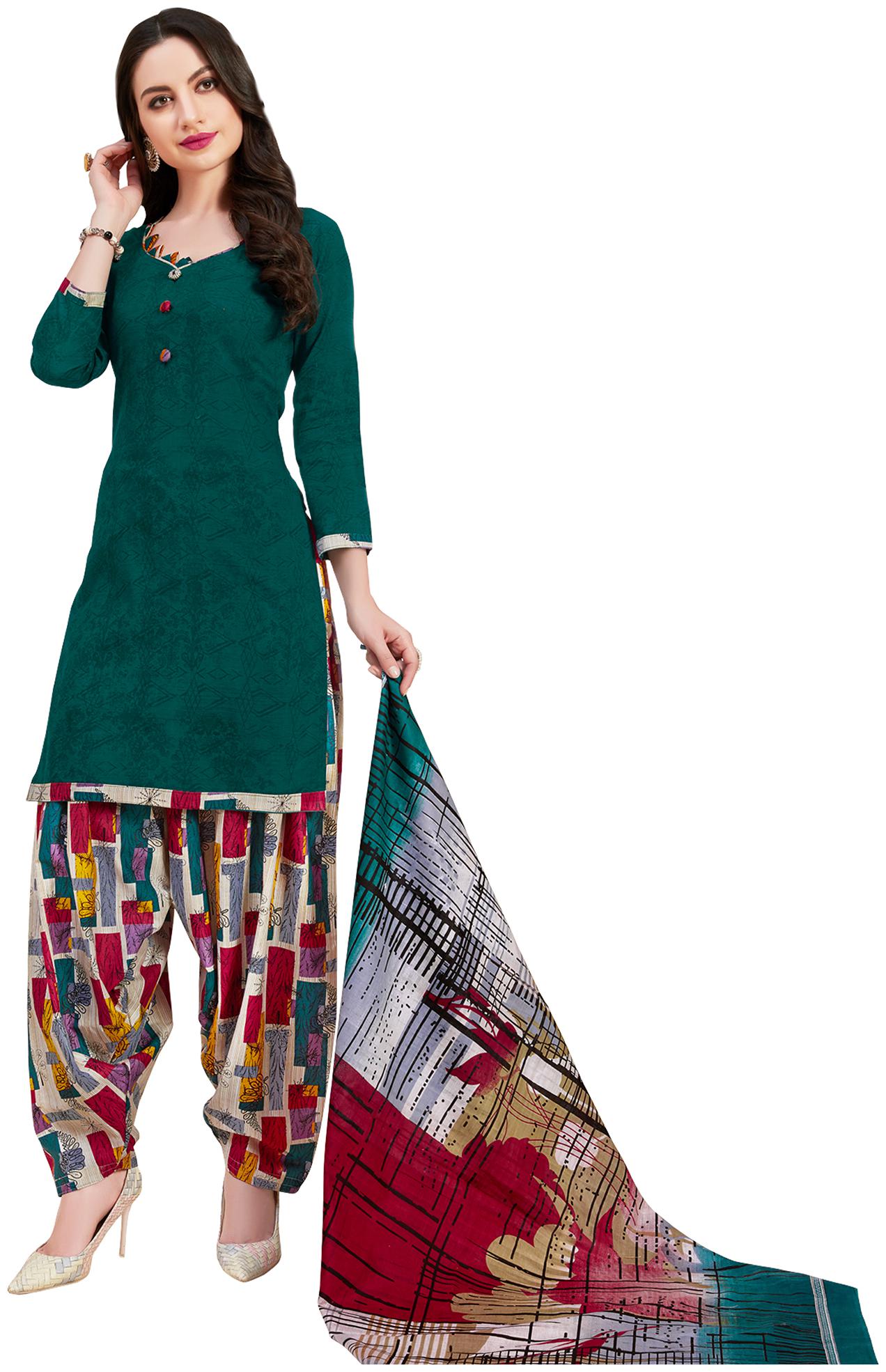 

Rajnandini Women Pure Cotton Printed Green Dress Material