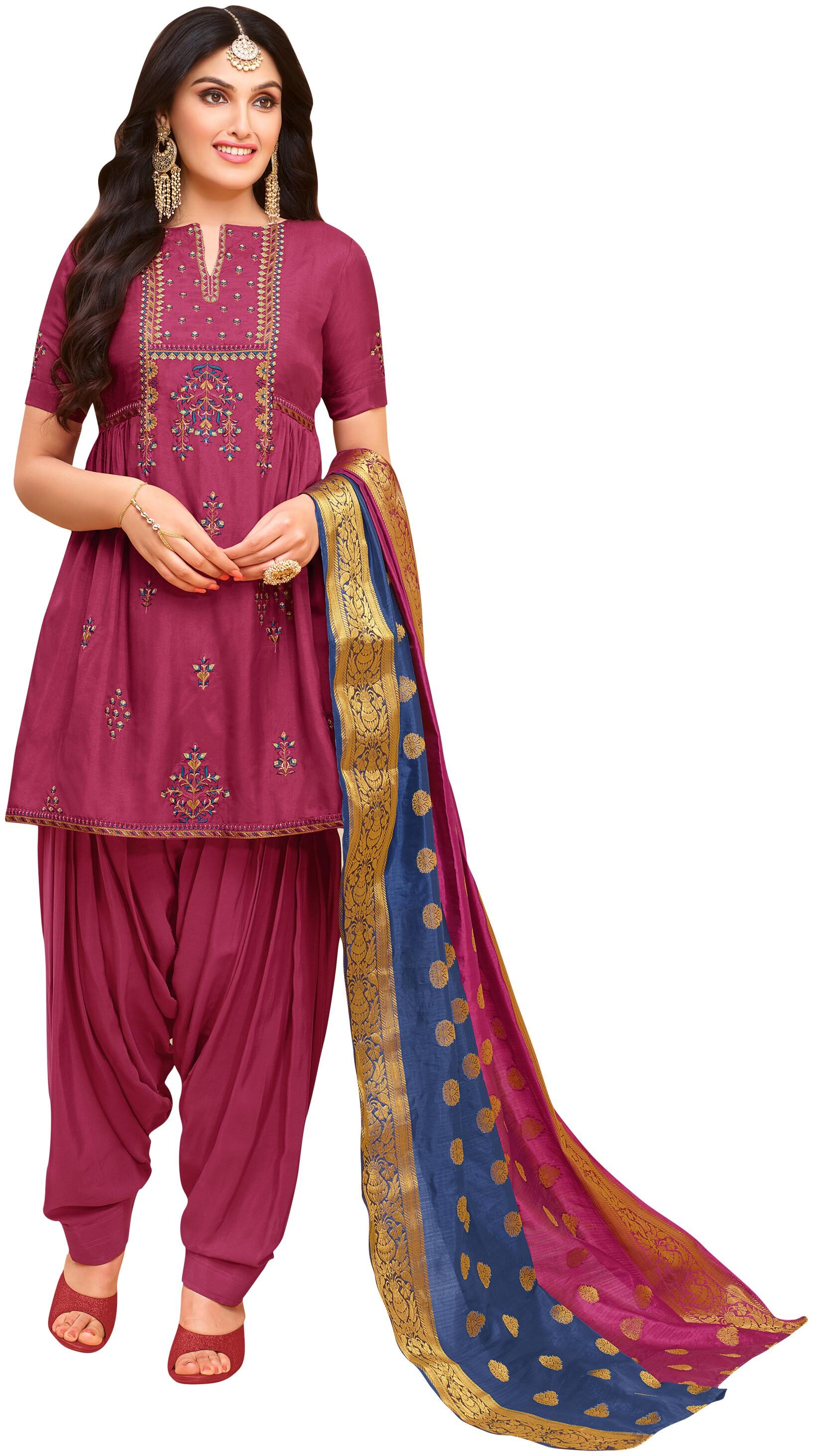 

Rajnandini Purple Unstitched Kurta with bottom dupatta With dupatta Dress Material