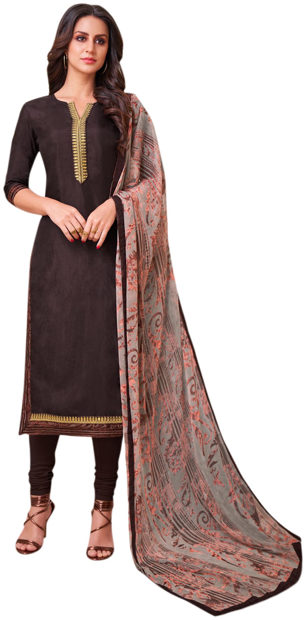 

Rajnandini Women Silk Blend Black Dress Material
