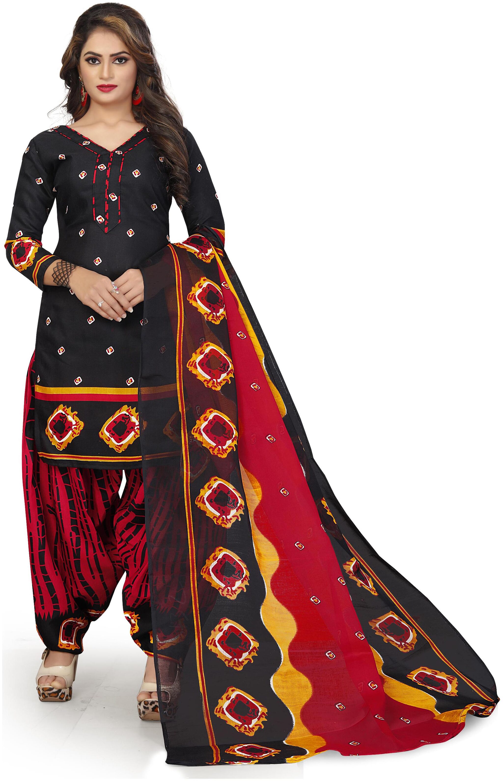

Rajnandini Black Unstitched Kurta with bottom dupatta With dupatta Dress Material