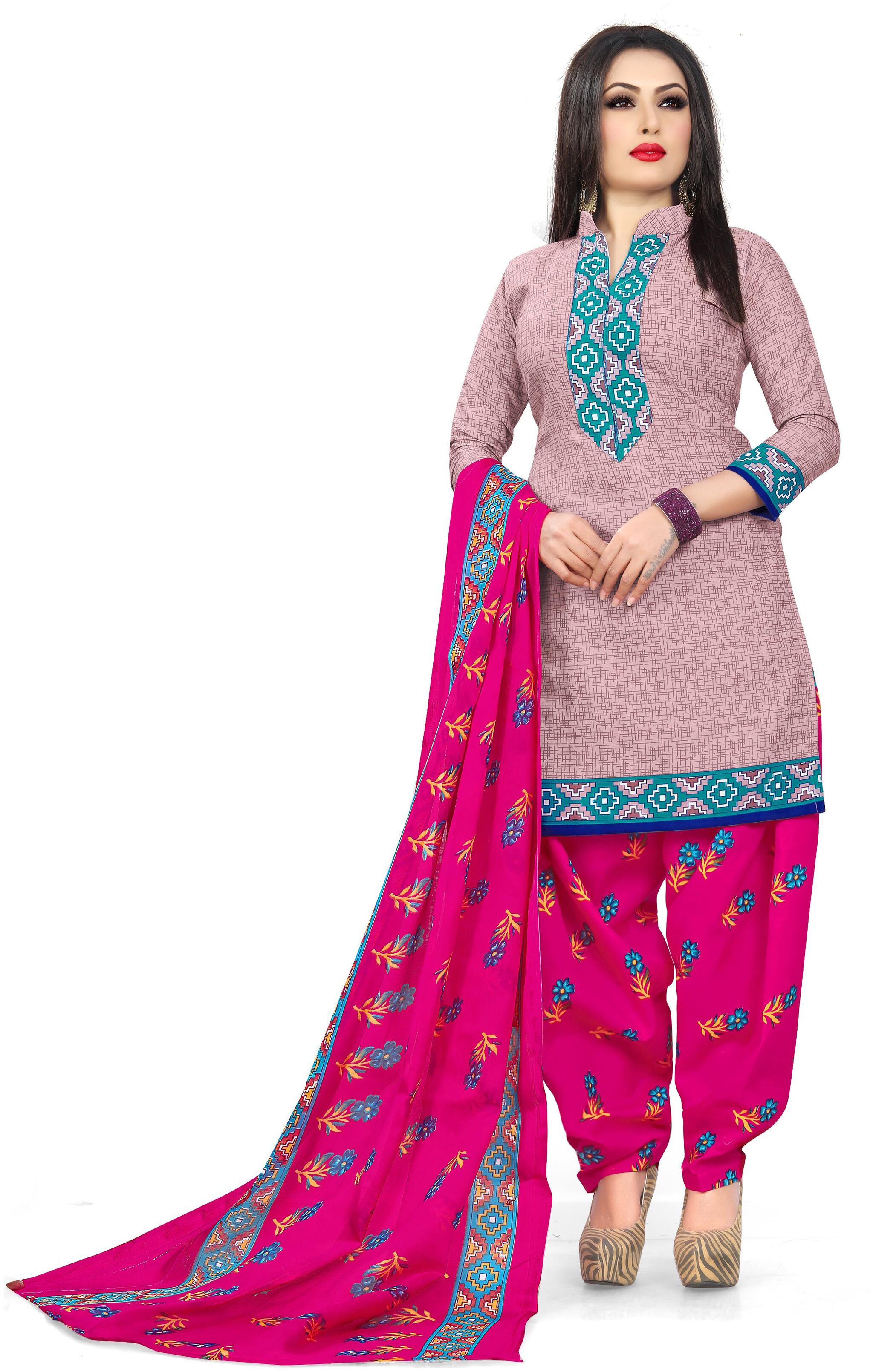 

Rajnandini Pink Unstitched Kurta with bottom dupatta With dupatta Dress Material