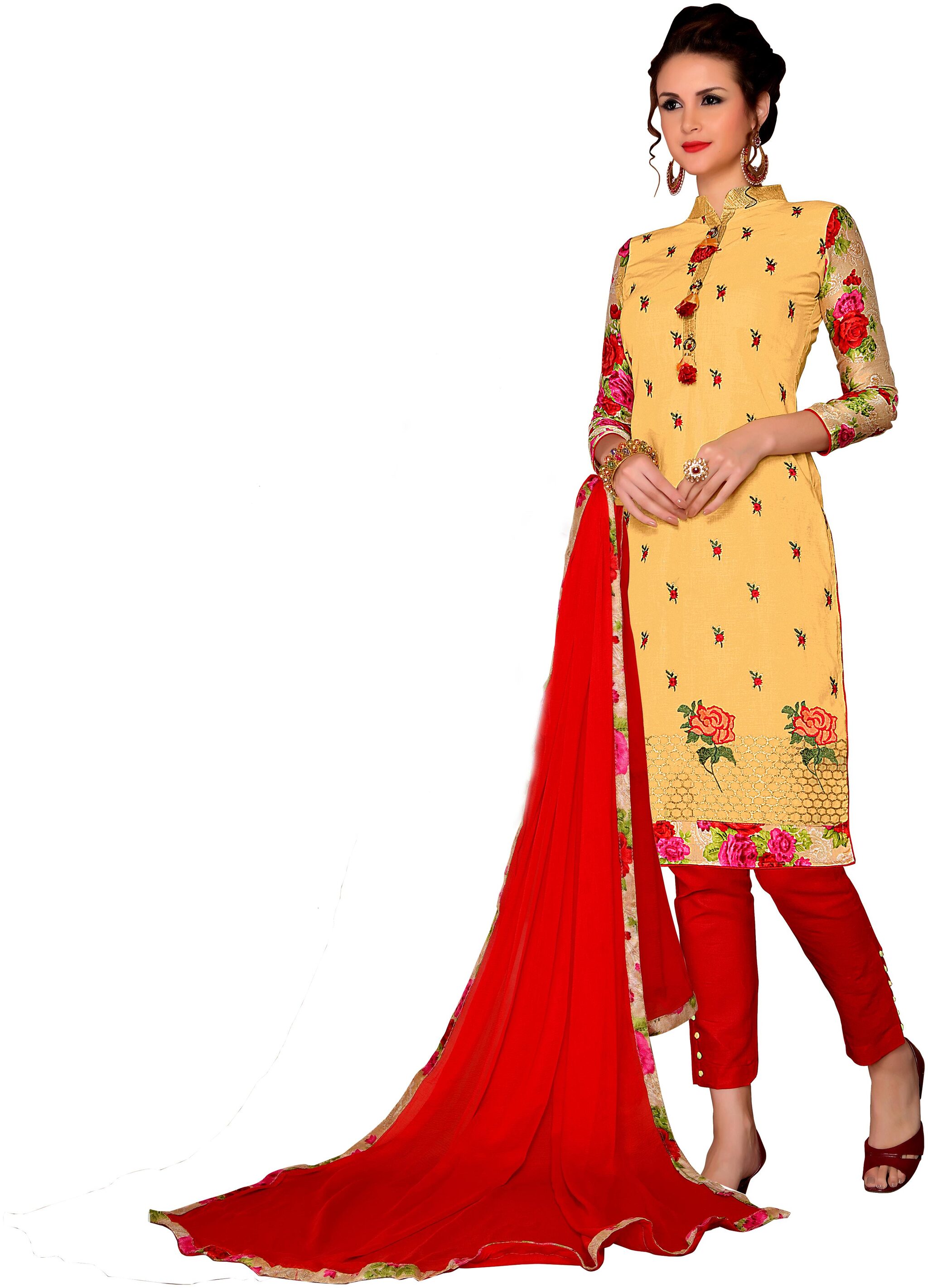 

Rajnandini Women Cotton Unstitched Dress Material Yellow color