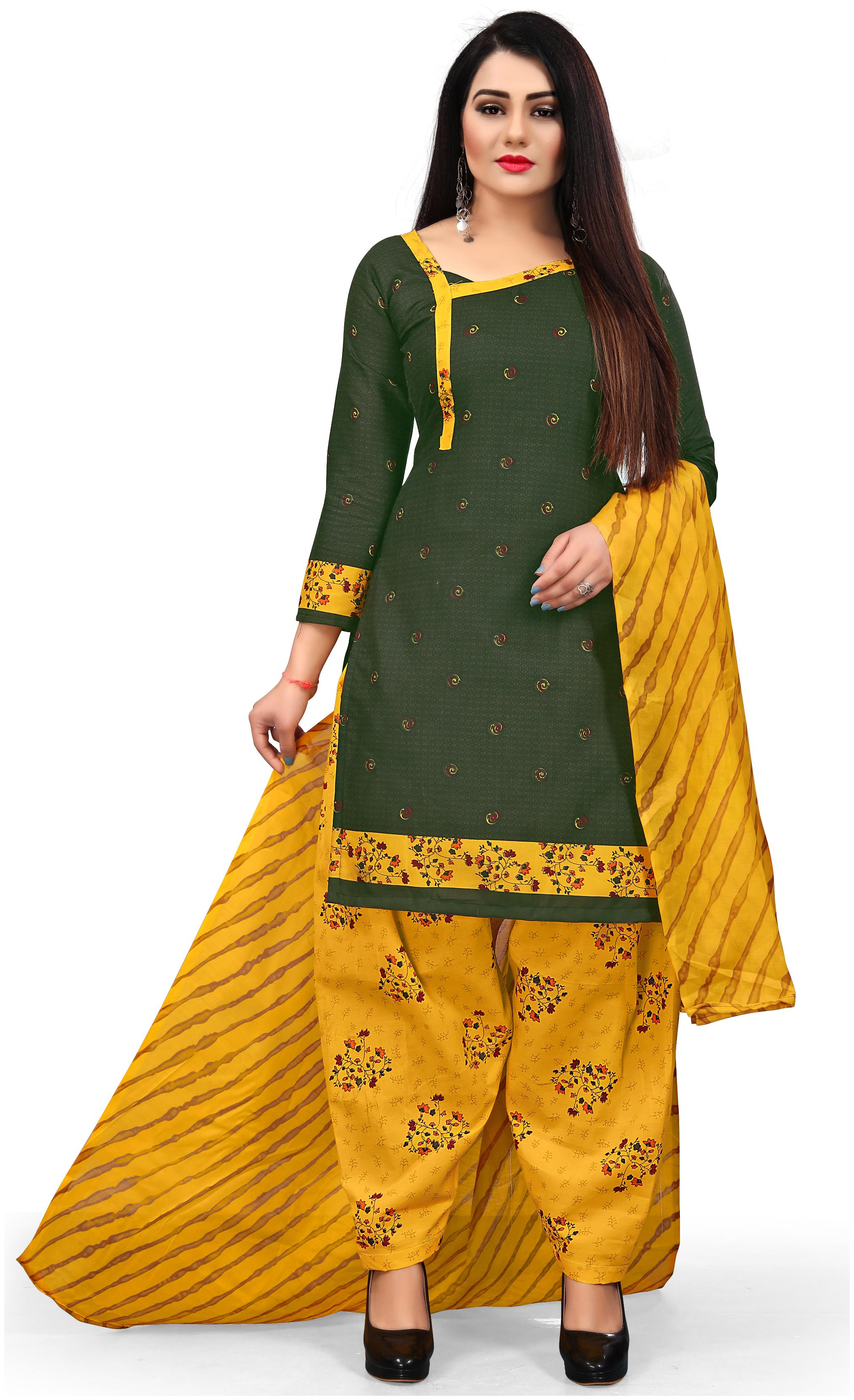 

Rajnandini Green Unstitched Kurta with bottom dupatta With dupatta Dress Material