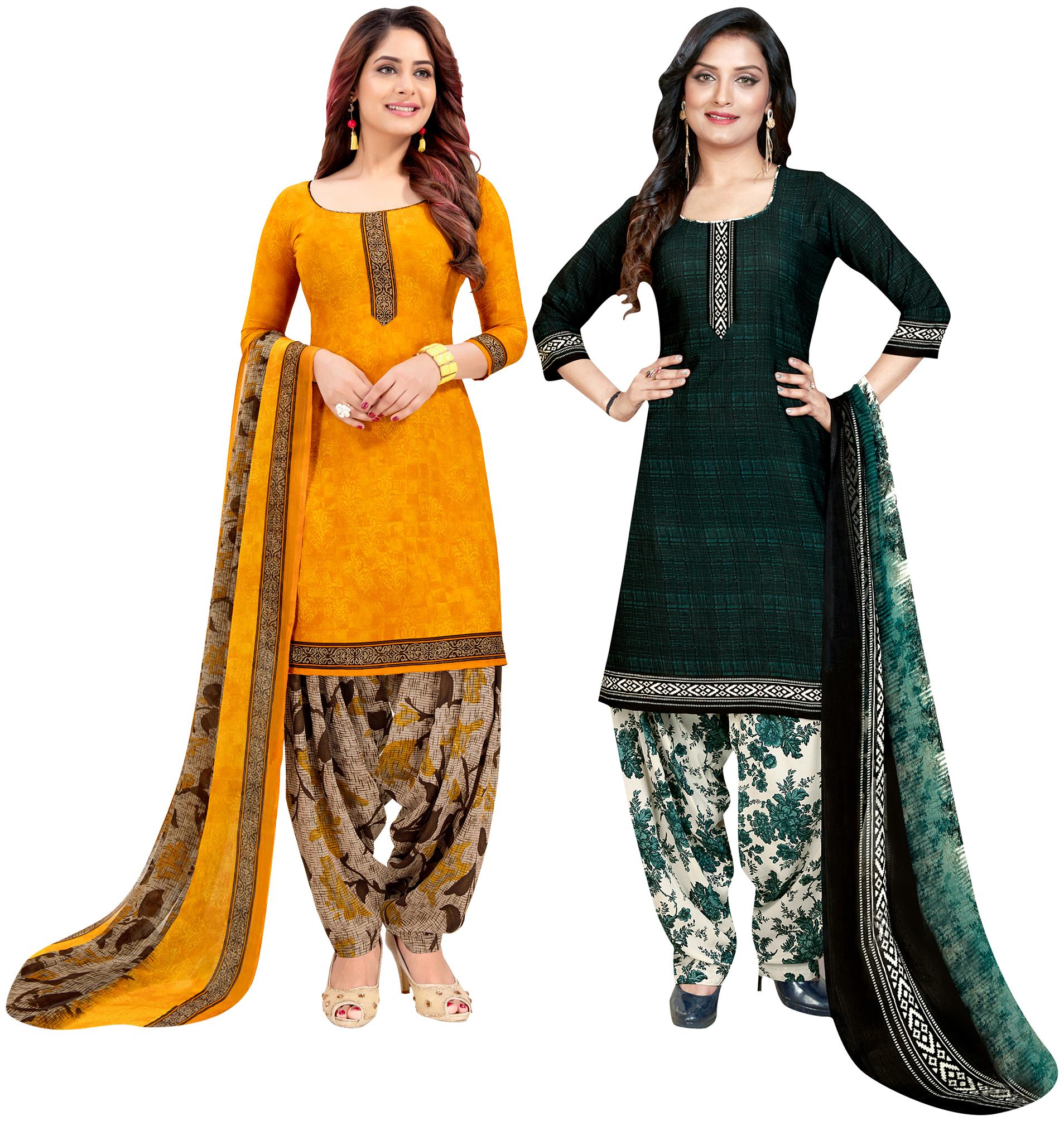 

Rajnandini Yellow Green Unstitched Kurta with bottom dupatta With dupatta Dress Material