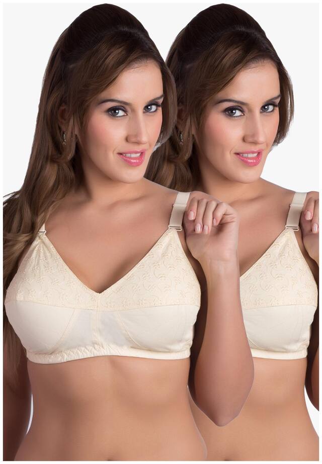 Rajnie Pack of 2 Non Padded Cotton Sports Bra - Beige