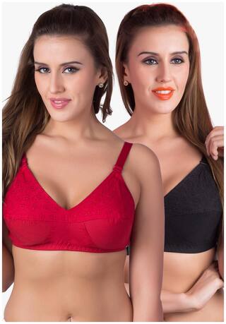 Rajnie Multi Cotton Pack Of 2 Non-Padded Non-Wired Bra