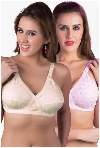 Rajnie Multi Cotton Pack Of 2 Non-Padded Non-Wired Bra
