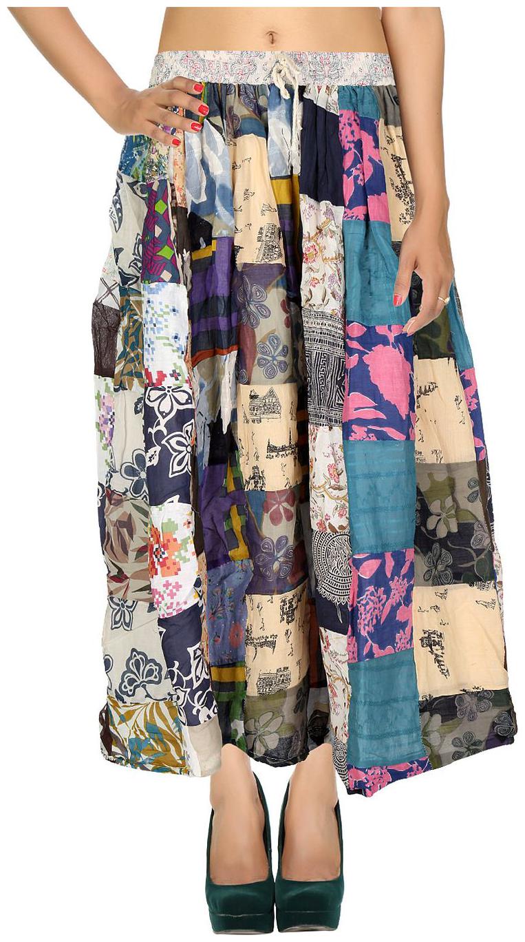 

Rajrang Black Striped Printed Voil Midi Casual Skirt