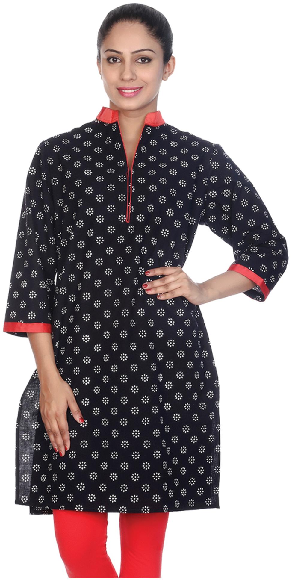 

Rajrang Cotton Floral Black Jaipuri Kurti Printed Women Kurti Tops Tunic