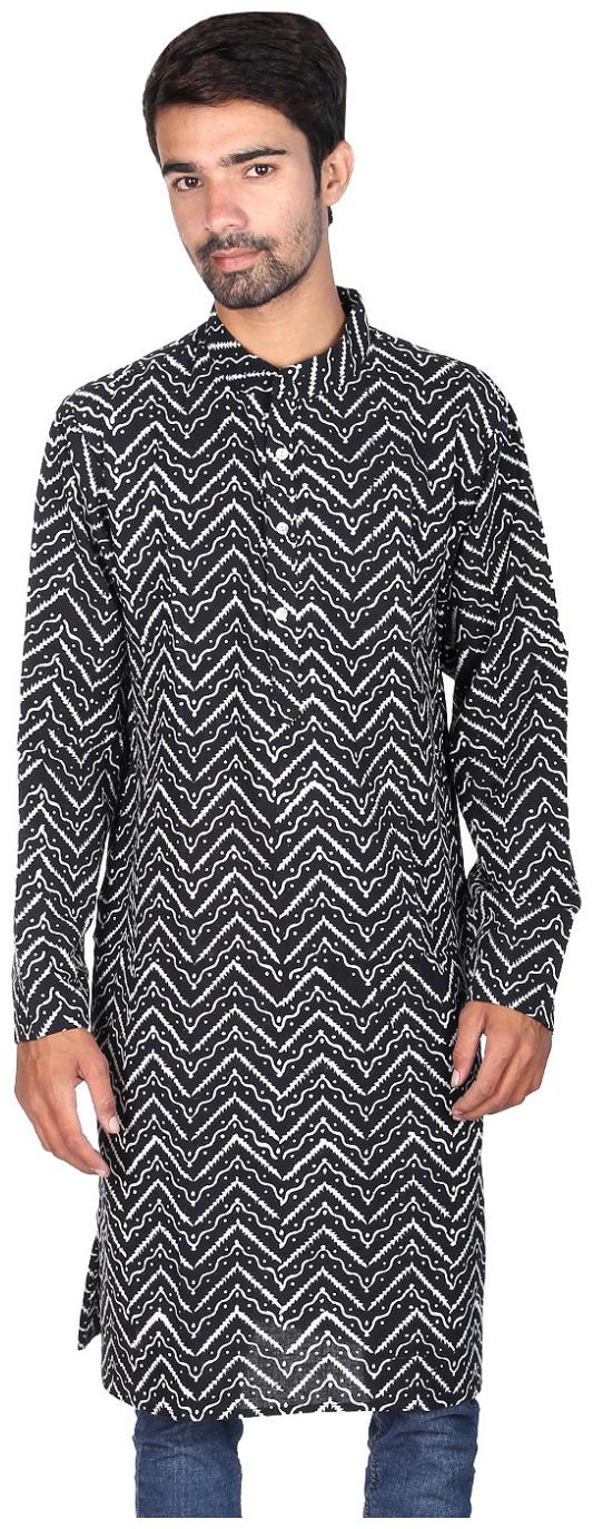 

Rajrang Black Color Ethnic Wear Printed Cotton Kurta for Men