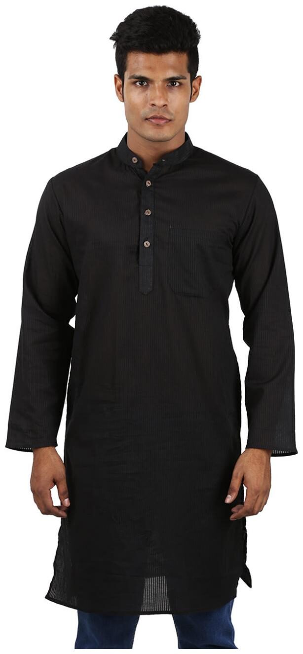 

Rajrang Black Color Ethnic Wear Plain Cotton Kurta for Men
