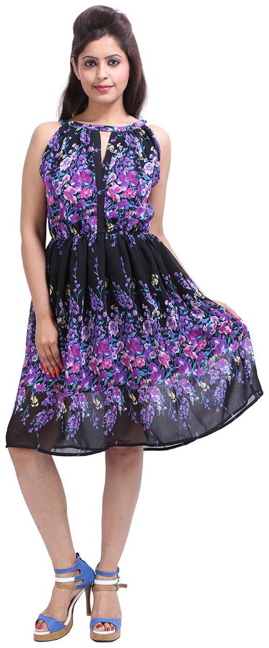 

Rajrang Black Floral A-line dress