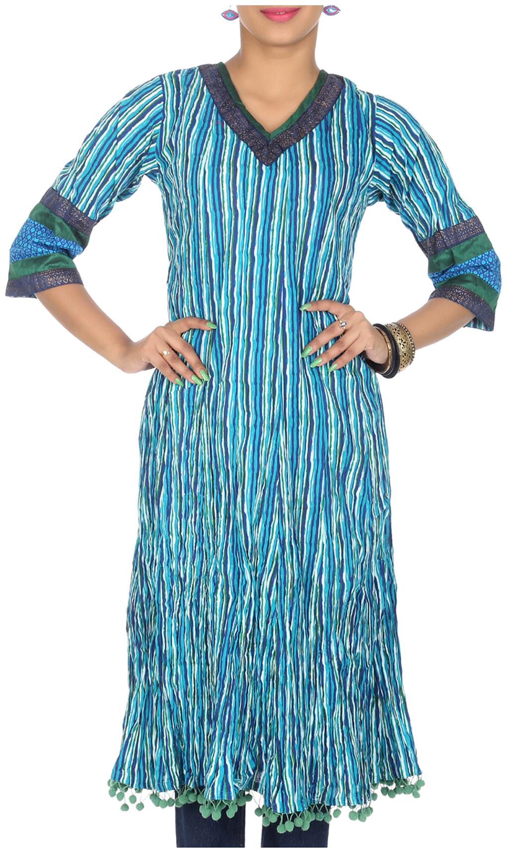 

Rajrang Cotton Designer Blue Jaipuri Kurti Printed Women Kurti Tops Tunic