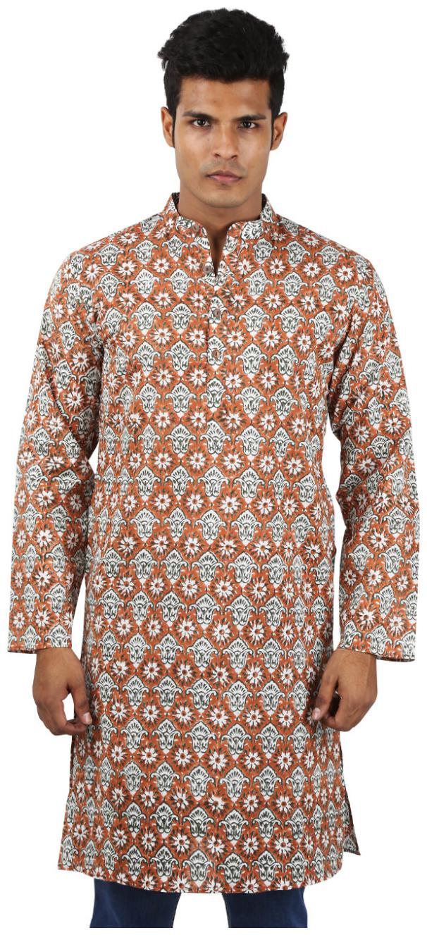 

Rajrang Brown Color Ethnic Wear Printed Cotton Kurta for Men