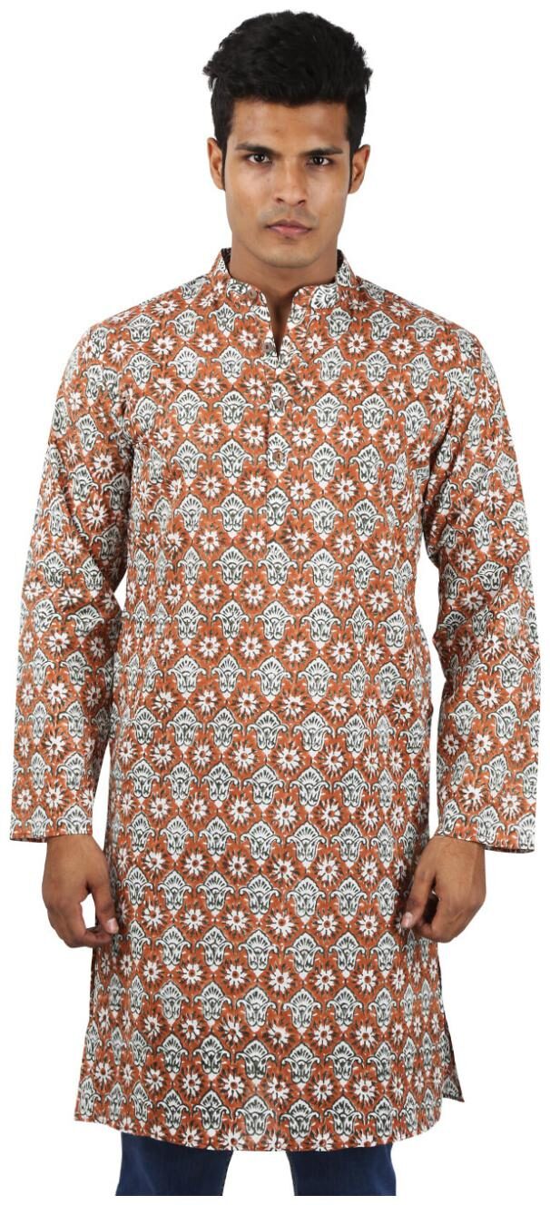 

Rajrang Brown Color Ethnic Wear Printed Cotton Kurta for Men