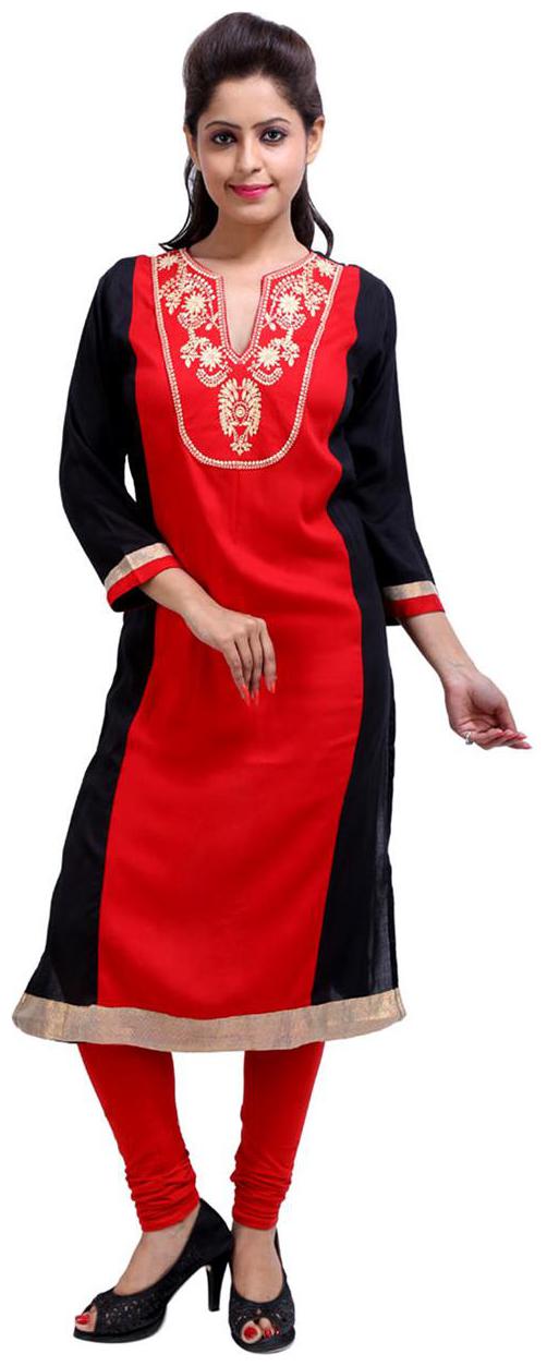 

Rajrang Women Red Floral Straight Kurti