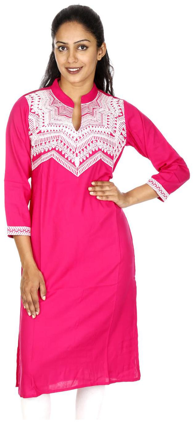 

Rajrang Women Pink Embroidered Straight Kurta