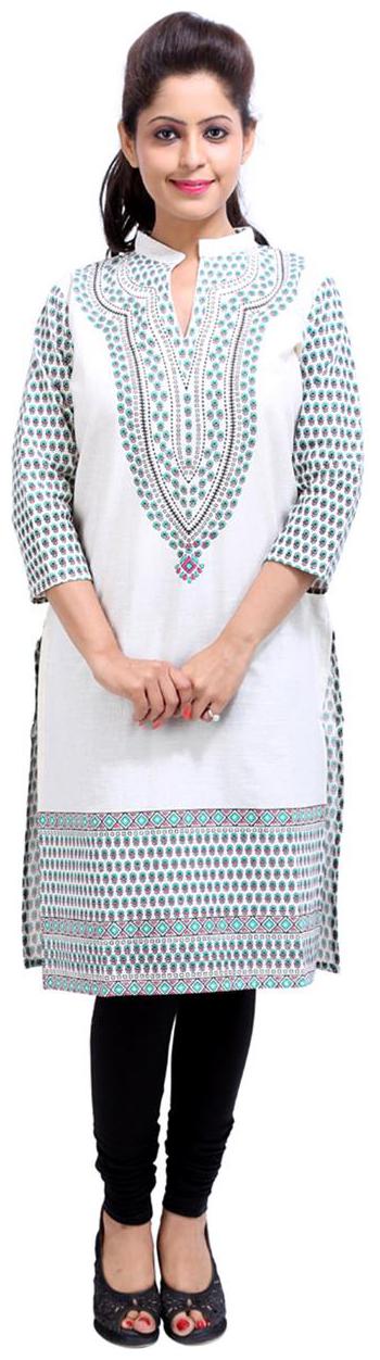 

Rajrang Women White Floral Straight Kurti