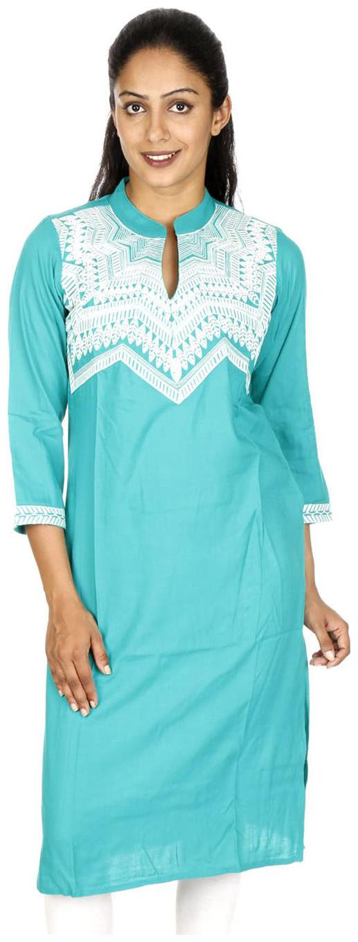 

Rajrang Women Green Embroidered Straight Kurti