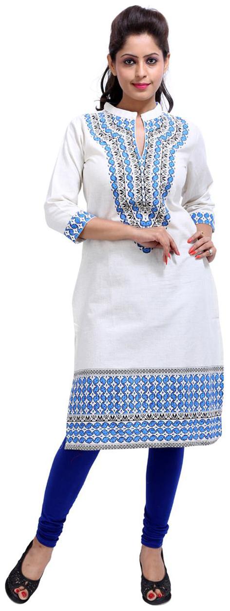 

Rajrang Women White Printed Straight Kurti