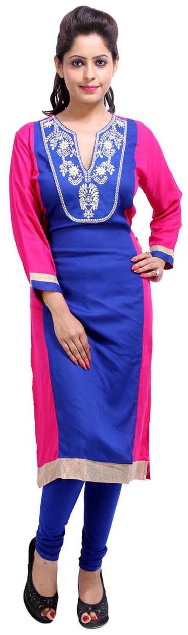 

Rajrang Women Blue Floral Straight Kurti