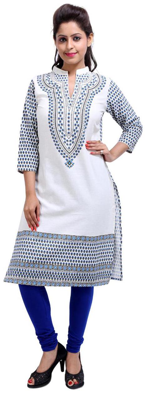 

Rajrang Women White Floral Straight Kurti