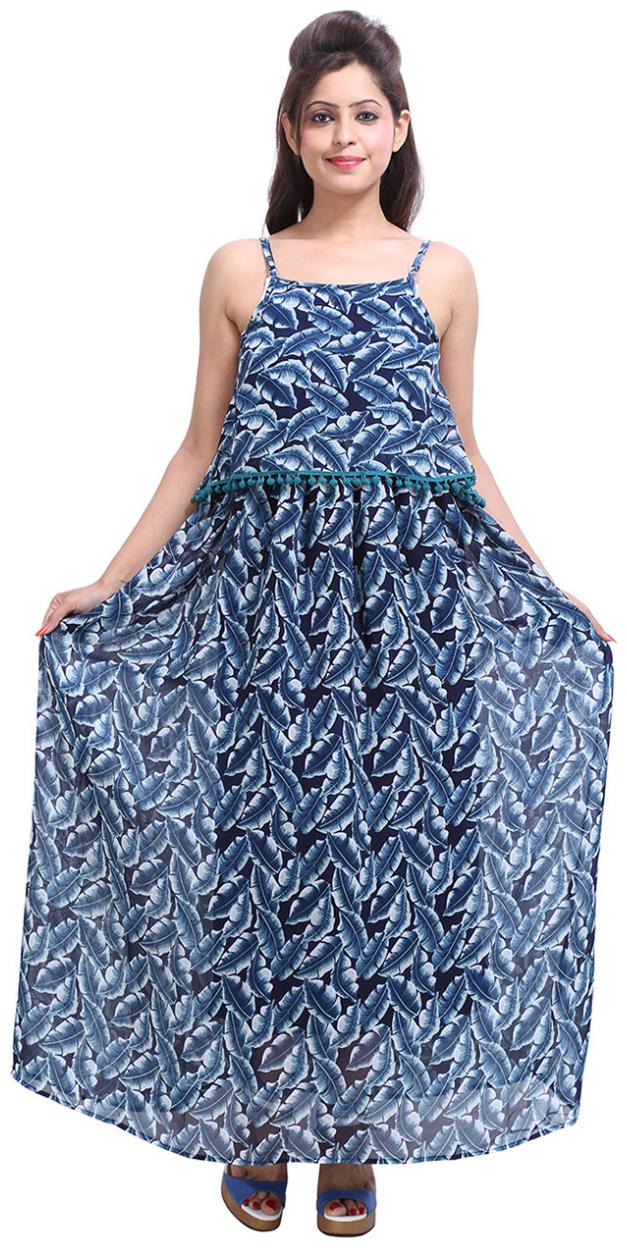 

Rajrang Blue Color Designer Printed Western Partywear Indo Western dresses for Girls Women