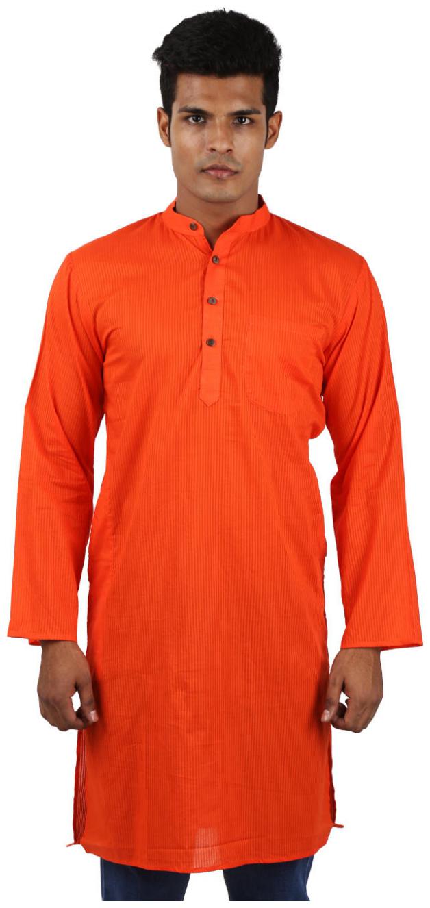 

Rajrang Orange Color Ethnic Wear Plain Cotton Kurta for Men