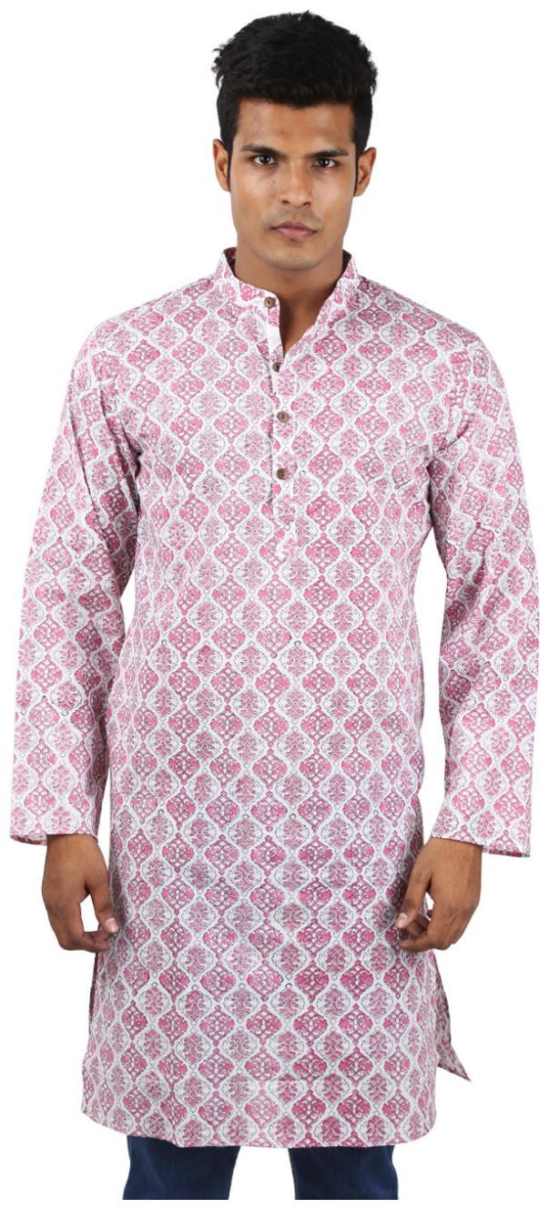 

Rajrang Pink Color Ethnic Wear Printed Cotton Kurta for Men