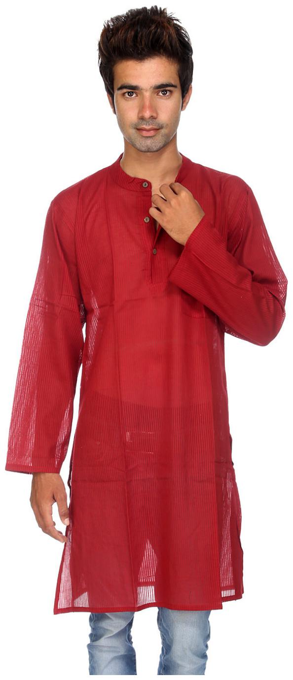 

Rajrang Red Color Ethnic Wear Plain Cotton Kurta for Men