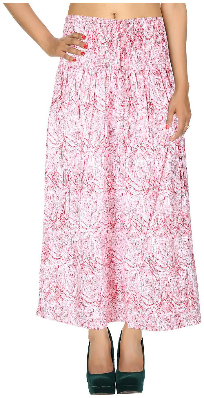 

Rajrang Red Printed Printed Cotton Calf Casual Skirt