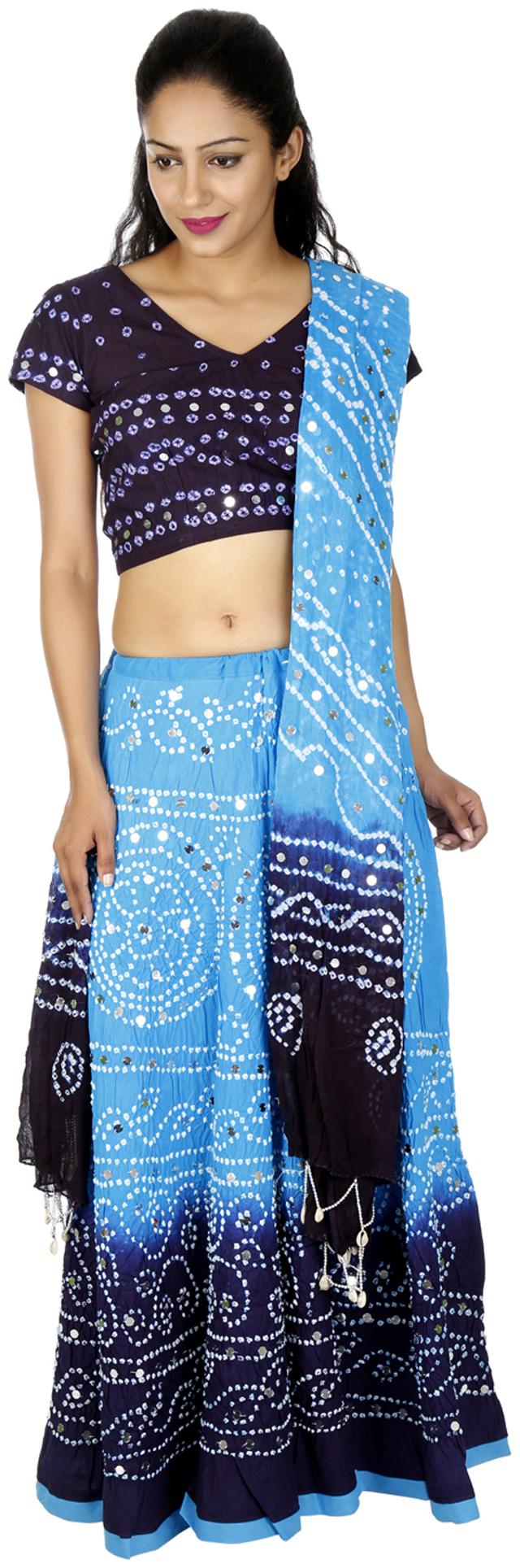 

Rajrang Turquoise Cambric Cotton Lehenga Choli